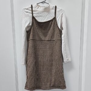 Carter's Brown Houndstooth Mini Dress with White Top